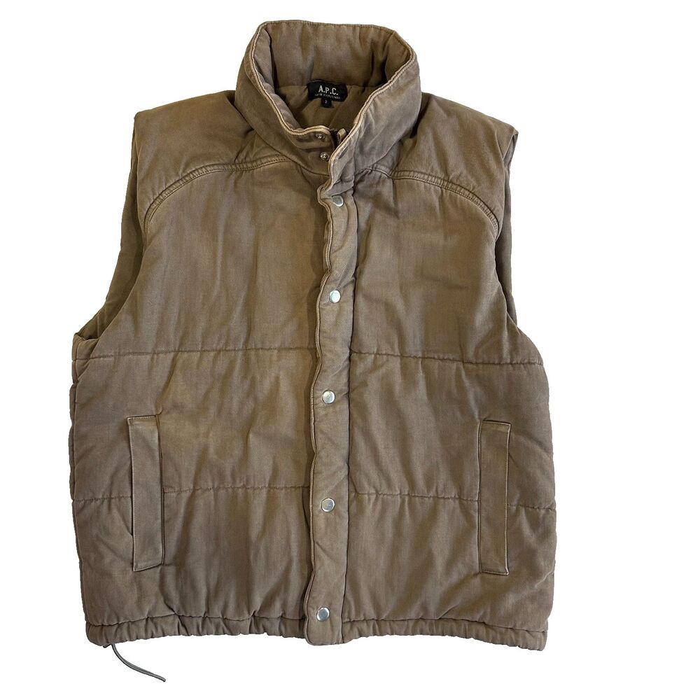 A.P.C. Puffer Vest Brown Workwear Hood Size 2 Men's - Picture 1 of 10